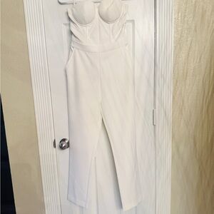 bebe Elegant White Strapless Jumpsuit